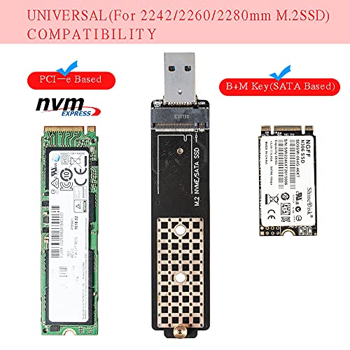 Adaptador M.2 a USB 3.1 para SSD NVMe y SATA, Negro miniatura 3