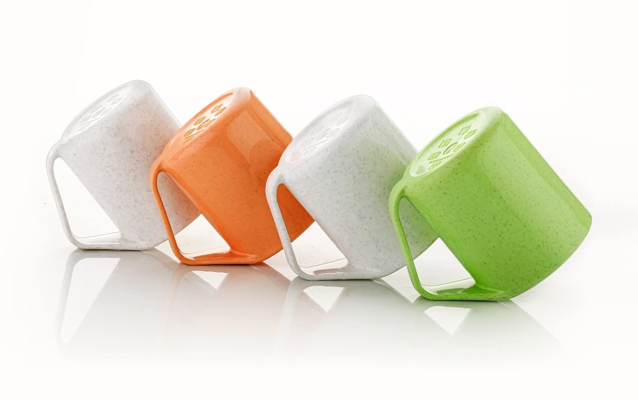Vivan Enterprise Coffee Cups Eco Friendly Party Cups, Upgraded Plastic Mug with Handle( Multicolor ,4 pc ,350ml)