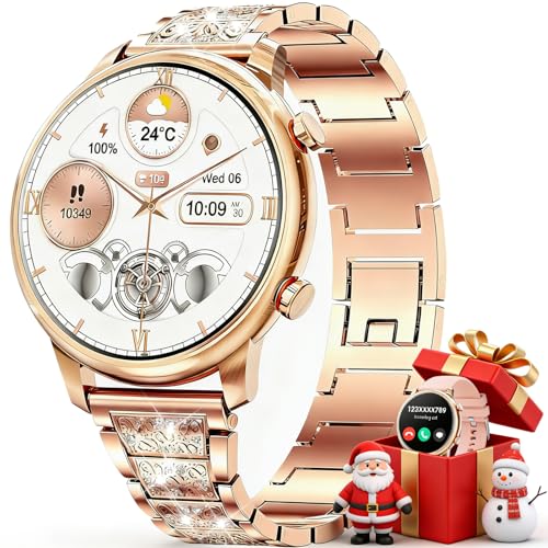 Hwagol Smart Watches for Women Android Phones iPhone Compatible(Bluetooth Call),1.39'' Round Fitness Tracker Heart Rate/Sleep Monitor,100+Sport Modes Pedometer