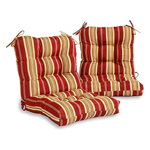 South Pine Porch Outdoor Seat/Back Chair Cushion, 2 Count (Pack of 1), Roma Stripe Cover