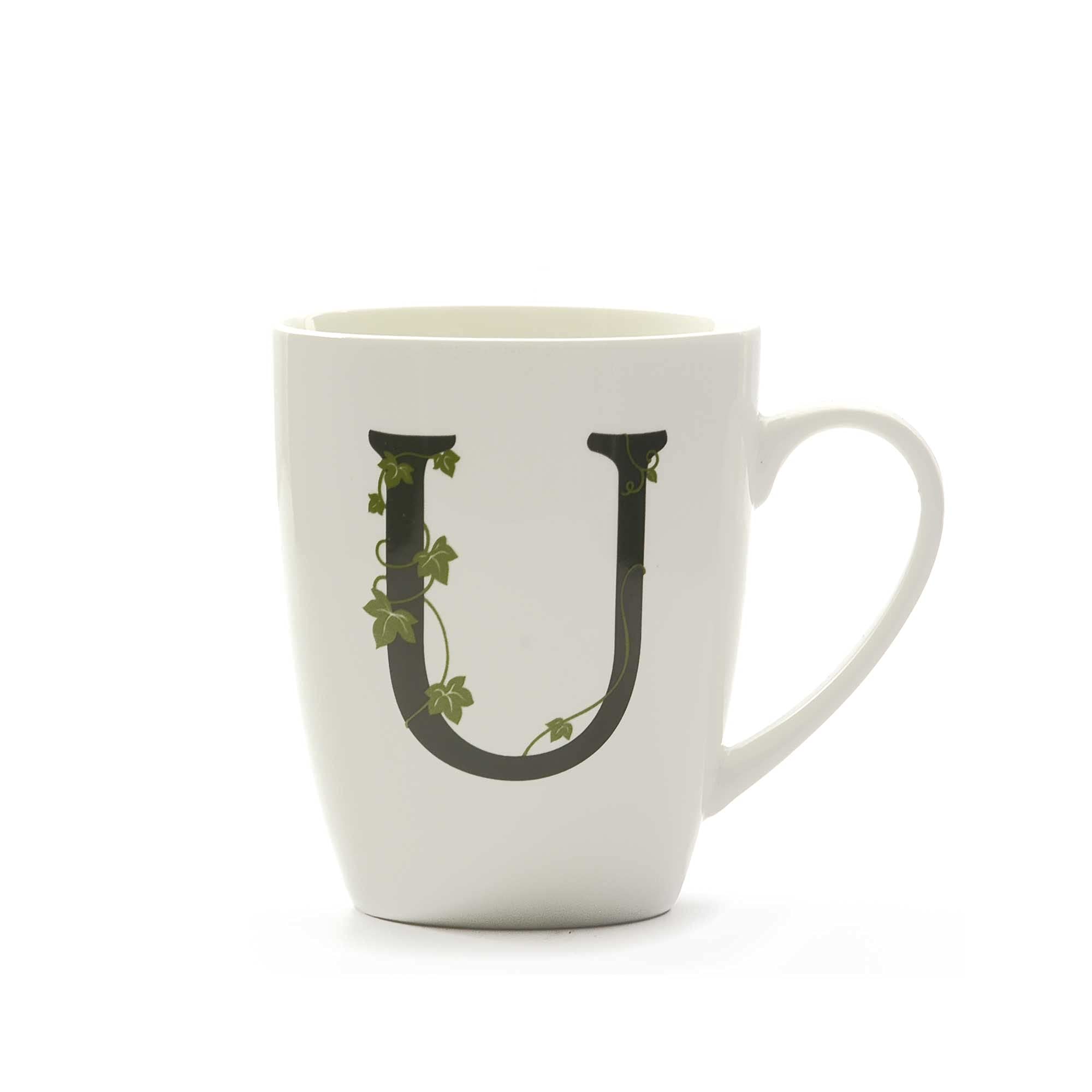 la Porcellana Mug Letter U, White