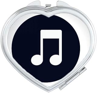White Doubled-quaver Music Notes Mirror Heart Portable Hand Pocket Makeup