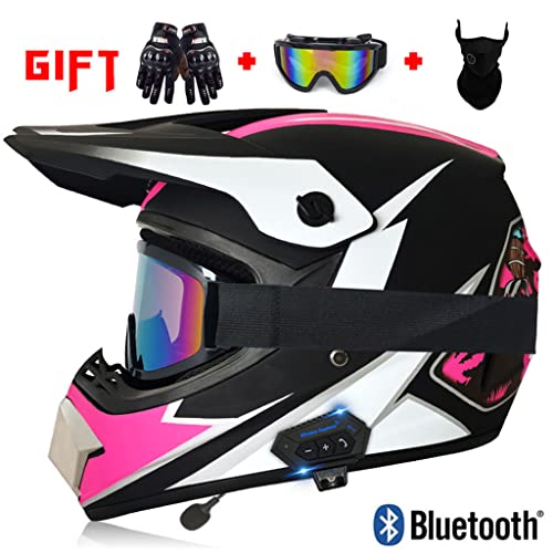 Dot Approved,Skull Style Dirt Bike Helmet Adventure Touring Motorcycle Helmet Light Weight Personalized Helmet With Bluetooth,Dot Certified For For Men Women Atv Bmx Off-Road Helmet-D-X-Large #TOP1