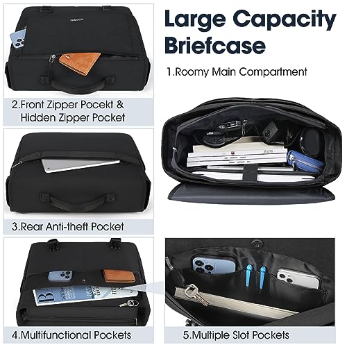 Rainsmore 5613 Messenger Bag For Men Messenger Bag 15.6 Inch Water Resistant Laptop Bag Casual Satchel Bags For Men Large College Computer Bag Office Work Briefcase Fashion Crossbody Shoulder Handbag Black thumb #2