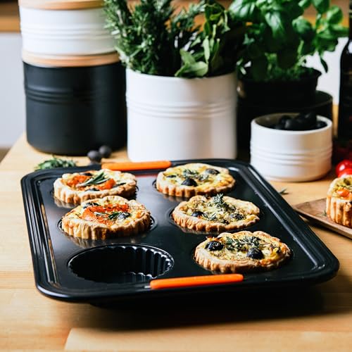 Le Creuset Antihaft Tarteform, Für 6 Stück, Sauerteigbeständig, Aus Karbonstahl gefertigt, Anthrazit/Orange, 94102939000000 – Ansicht 5