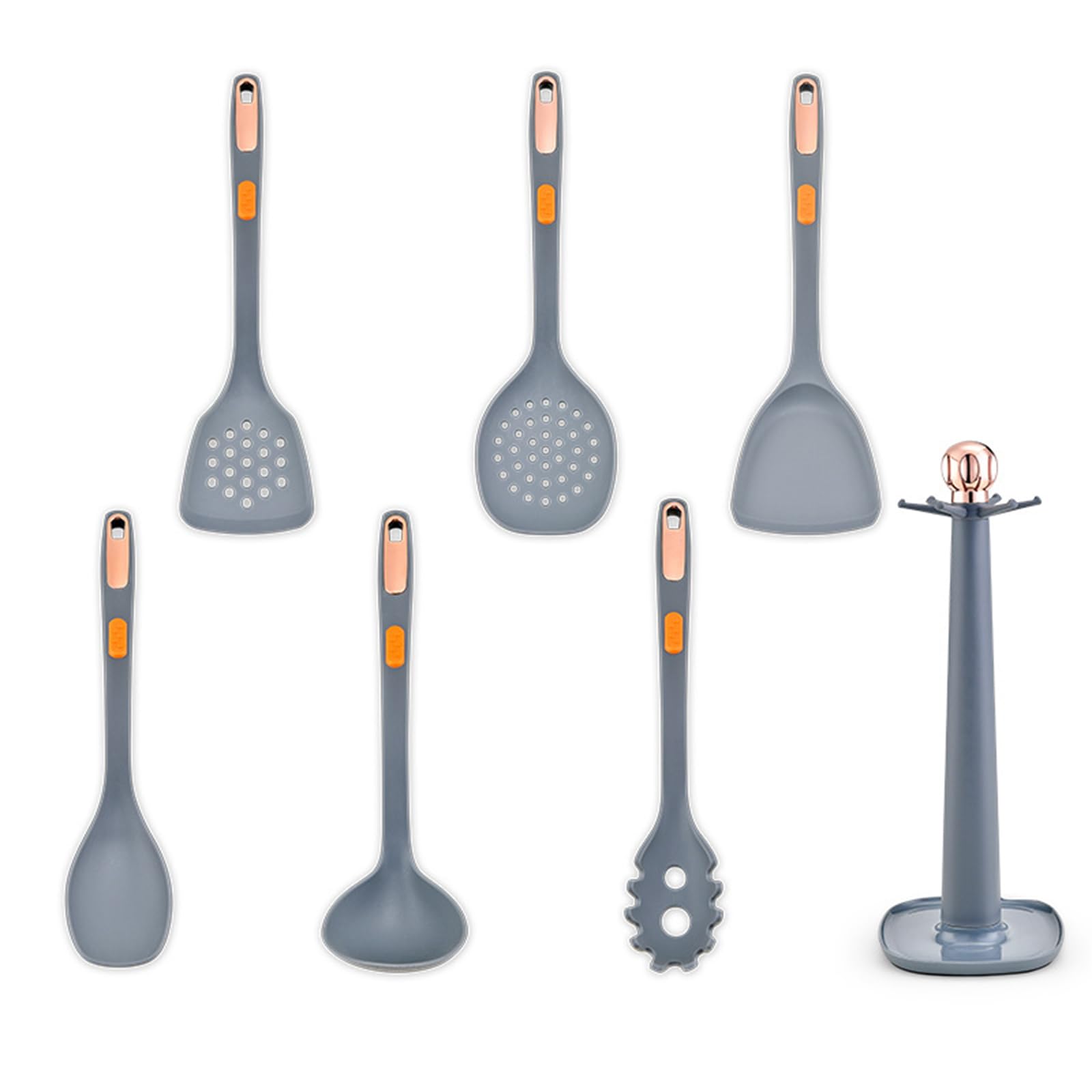 Küchenhelfer Set, Silikon Kochutensilien Kochbesteck Set, Hitzebeständiger Kochgeschirr,Antihaft Kochset Küchenutensilien, Spülmaschinenfest 7 Teiliges,Khaki