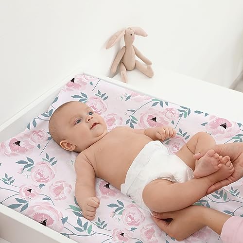 Image of Gllquen Baby Bassinet Sheets 2-Pack for Baby Girl Boy Pink Floral