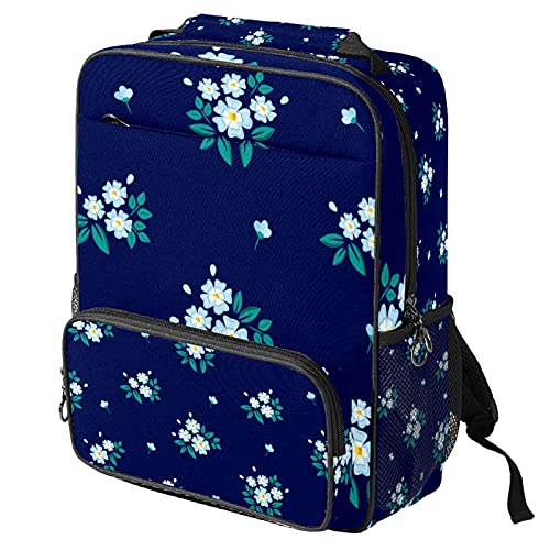 Sac à dos ordinateur portable avec imprimé floral bleu marine pour le travail et les loisirs