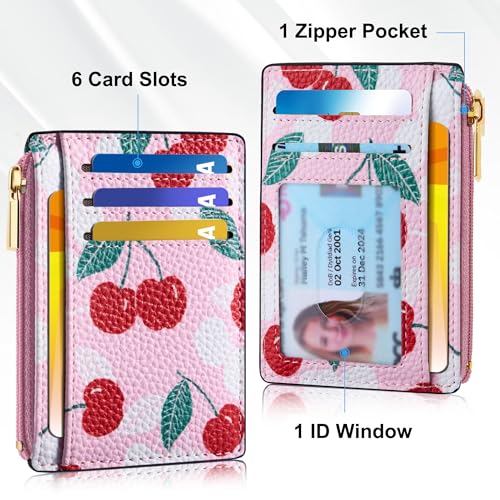 Image of Tipmile Womens Credit Card Holder Wallet, Small Slim RFID Blocking Sleeve | Mini Tiny Cute ID Case, Minimalist Zipper Pocket Wallet, Thin Coin Purse, Mothers Gift