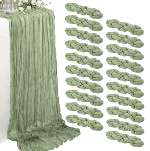 20 Pack Sage Green Cheesecloth Table Runner 35 x 71