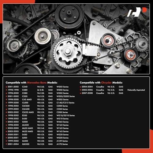 A-Premium Engine Serpentine Belt Drive Kit Compatible with Mercedes-Benz C240, C280, C320, C43 AMG, E320, E430, S430, S500, G500, SL500, SLK320, CL500, CLK320, CLK430, CLK55 AMG & Chrysler Crossfire by A-Premium - Image 2