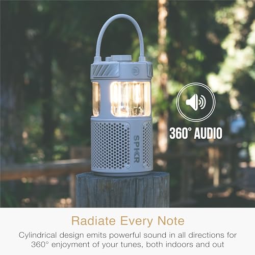 Image of MEE Audio lightSPKR Bluetooth Wireless Speaker w /Camping Lantern: 360 Audio, 3 Audio Modes, 2 Light Colors & Infinite Brightness Adjustment, IPX6 Waterproof for Indoor & Outdoor use (Desert Sand)