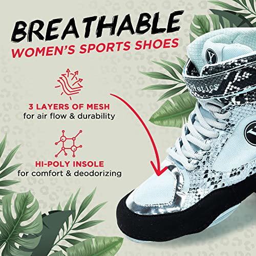 Beast Wrestling Shoes Women Sizes, Lightweight and Breathable Boxing Shoes for Women, Microfiber Suede Leopard Printed Weightlifting Shoes with Hook and Loop Strap4