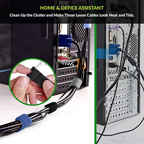 Image of Gizga Essentials Cable Organiser, Cord Management System for PC, TV, Home Theater, Speaker & Cables, Reusable Cable Organizer for Desk, WFH Accessories & Gizga Essentials Reusable Cable Ties Strap