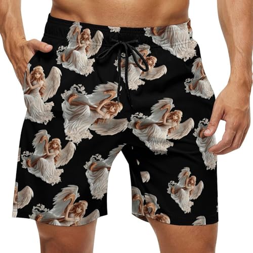 Angelsplaying Harp Mens Swim Trunks Quick Dry Board Shorts Beach Swimwear Bathing Suits