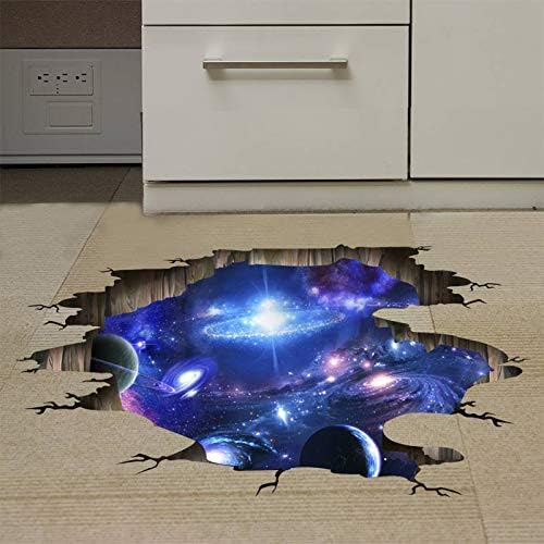 Miniatura 6 de 3D Space Blue Galaxy Wall Floor Stickers-Removable Wall Mural Decals for Kids Bedroom Ceiling Living Room (Galaxy)