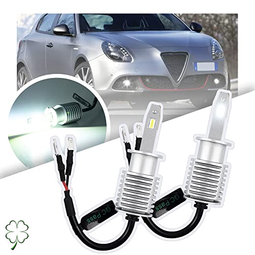 Nslumo H3 Ampoule LED antibrouillard pour Alfa Romeo Giulietta 2010-2020, Alfa Romeo 147 2005-2010, Alfa Romeo 166 99-2007 H3 2x Xenon Blanc Canbus LED H3 Antibrouillard H3 Ampoule Antibrouillard