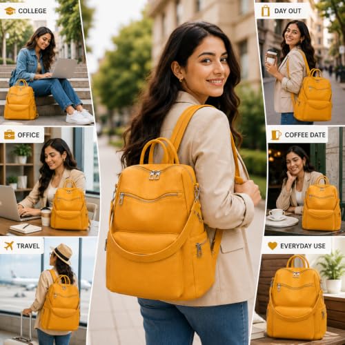 Image of Leather Backpack for Women | Large Capacity | College and Office use | PU Leather | shoulder bag for Ladies,