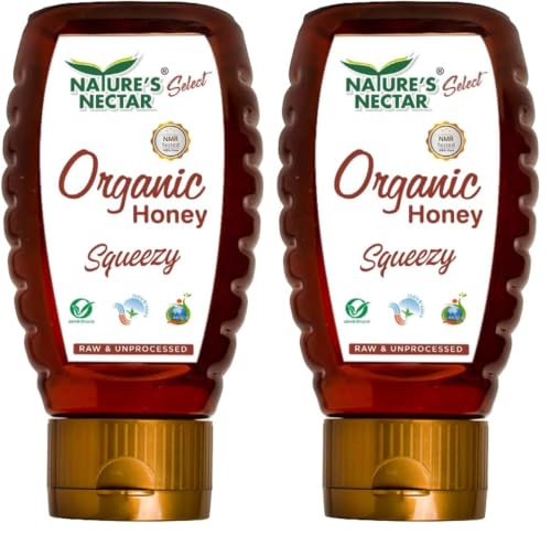 Image of Nature's Nectar Raw Organic Honey 500g Squeezy | 100% Pure NMR Tested | Raw and Unprocessed (Pack of 2)