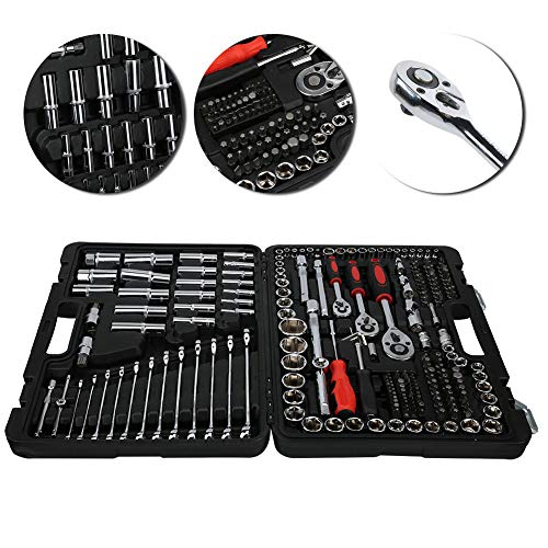 Srliya 215Pcs Ratchet Wrench Set 1/4in 3/8in 1/2in Socket Set Tool Hand Tool Kits + Box LPD0005‑7 - Image 7