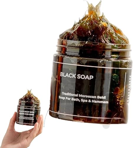 Morocco Black Beldi Soap,Black Soap With Argan And Rose,Morocco Body Scrub,MoroccoExfoliating Soap,African Black Soap Bar,Exfoliating Soap,for All Skin Types (1 pcs)