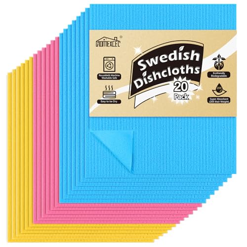 10 Best Sponge Cloths That Make Cleaning a Breeze Every Time 2 HOMEXCEL Swedish Dishcloths 20 Pack for Kitchen
