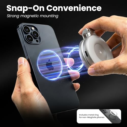 Image of Portronics Oria Type-C Rechargeable Magnetic Clip-On Selfie Light with Mirror & Stand, Adjustable Brightness & Color Temperature, Multi-Angle, Includes Metal Ring, for Selfies, Video Calls & Reels