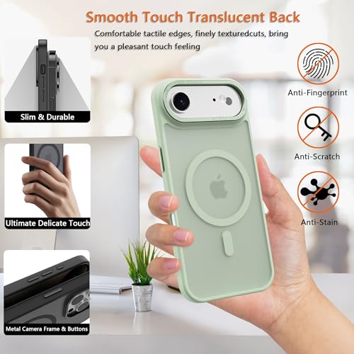 Image of Magnetic for iPhone 17 Air Phone Case, [Compatible with MagSafe], Screen Protector X1, [Military Grade Drop Protection],Matte Finish,Slim,Shockproof,Protective (Matcha Green, iPhone 17 air)