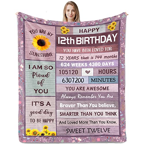 Nuritus 12 Year Old Girl Gifts, Gifts for 12 Year Old Girl, 12th Birthday Gift for Girls, 12th Birthday Decorations, Gift Ideas for 12 Birthdays Blanket 40
