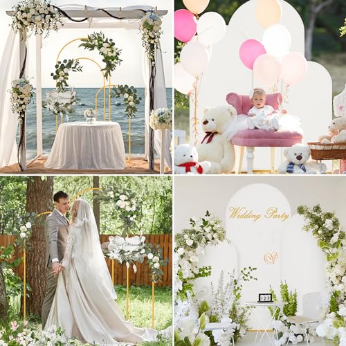 ybaymy Metal Arch Background Frame Set of 3 (4FT/5FT/6FT) Wedding Arch Backdrop Stand Display Stand Arch Frame Gold Wedding Arch Stand for Weddings, Birthdays, Ceremony, Party Decorations - Image 6