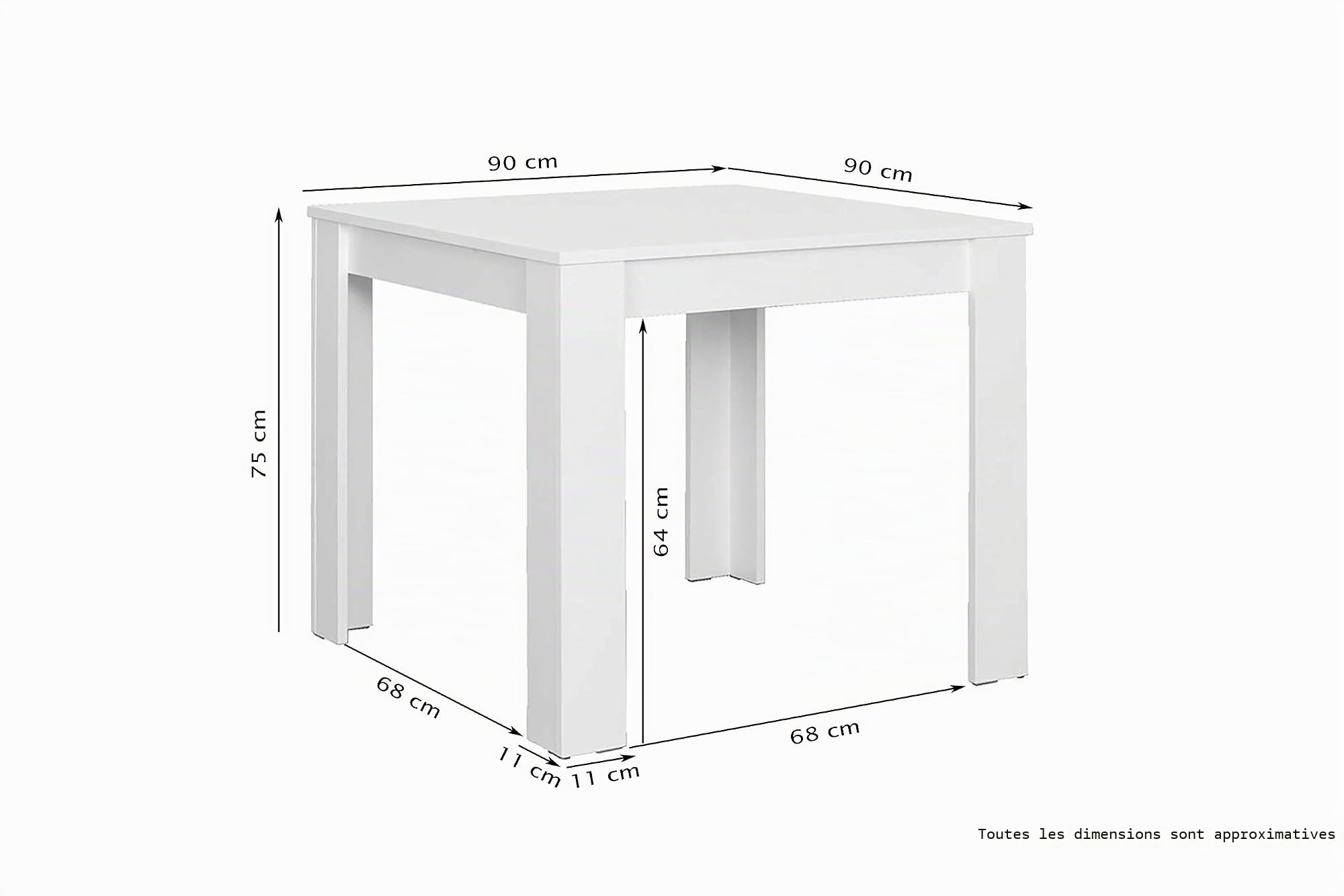 Homexperts Nick Table, Panneau de Particules, Weiß, 90 x 90 cm