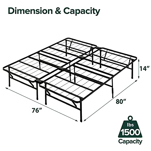 Image of Zinus SmartBase Tool-Free Assembly Mattress Foundation, 14 Inch Metal Platform Bed Frame, No Box Spring Needed, Sturdy Steel Frame, Underbed Storage, Black, King