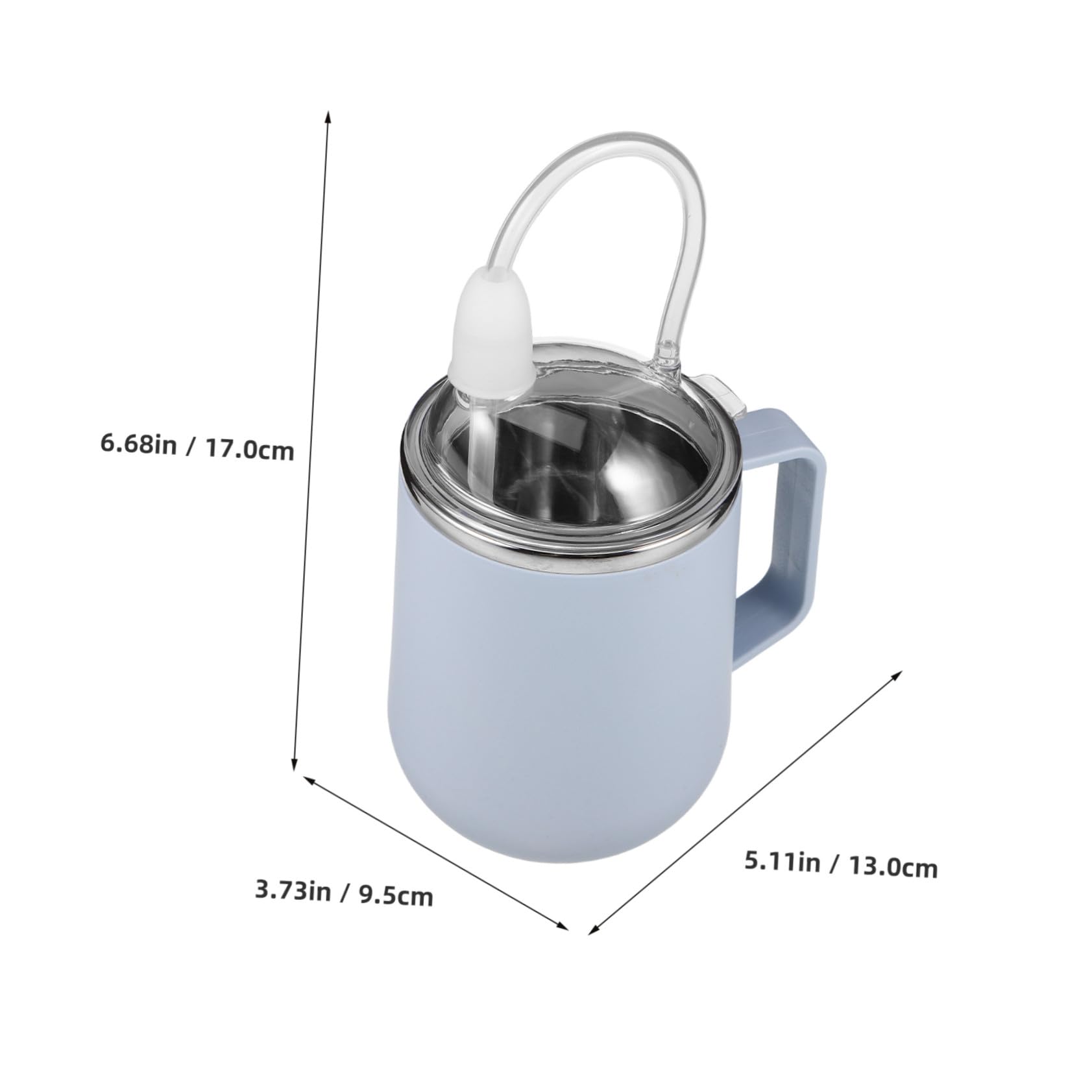 BESTYASH Auslaufsicherer Pflege-schnabelbecher für Senioren Edelstahl Trinkbecher mit Strohhalm Ergonomischer Griff Aspiration-schutz für Wasser Milch Suppe Liegende Pflege