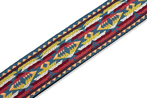 Sangle de guitare jacquard Levy's M8HT-22 aux embouts en cuir véritable