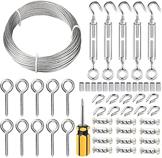 TooTaci 30M Garden Wire for Climbing Plants,M5 Turnbuckle Wire Tensioner Kit with 30M /1.5mm Stainless Steel Metal Cable Wire Rope for Outdoor Strings Light Hanging,Trellis Wire Kit,Picture Wire