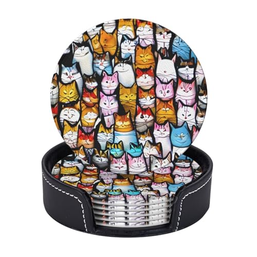 Dessous-de-verre chat lot de 6 en polyuréthane antidérapant pour table - 6