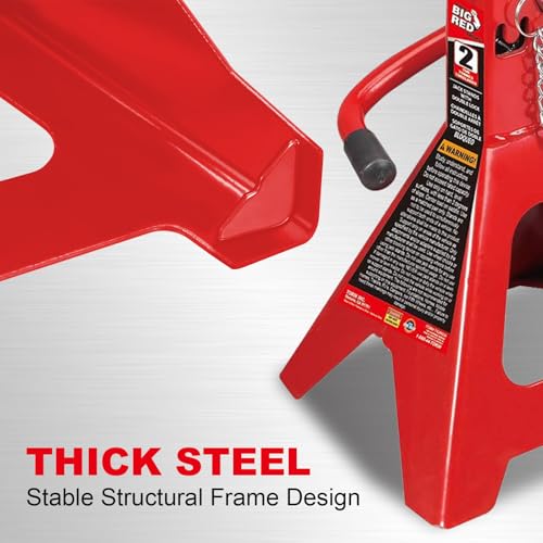 Image of Big RED Jack Stands 2 Ton with Double Locking : Adjustable Height Car Jack Stands for Cars, Sedans, Small Vehicles, 2 Pack
