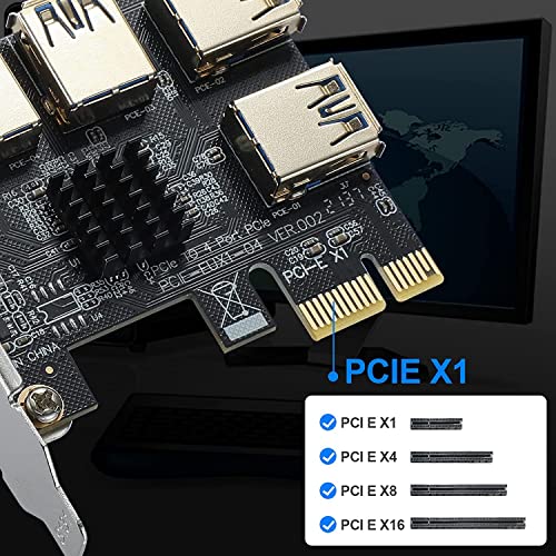Etzin PCI Express Multiplier Riser Card - PCI-E 4X to External 4 PCI-E USB 3.0 Converter Adapter Card for Bitcoin ETH Mining Miner Device-(EPL-750PC) - Image 7