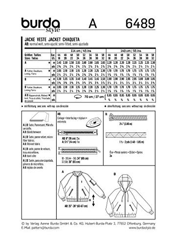 Burda Ladies Plus Size Sewing Pattern 6489 Bomber Jacket & Hoodie #TOP3