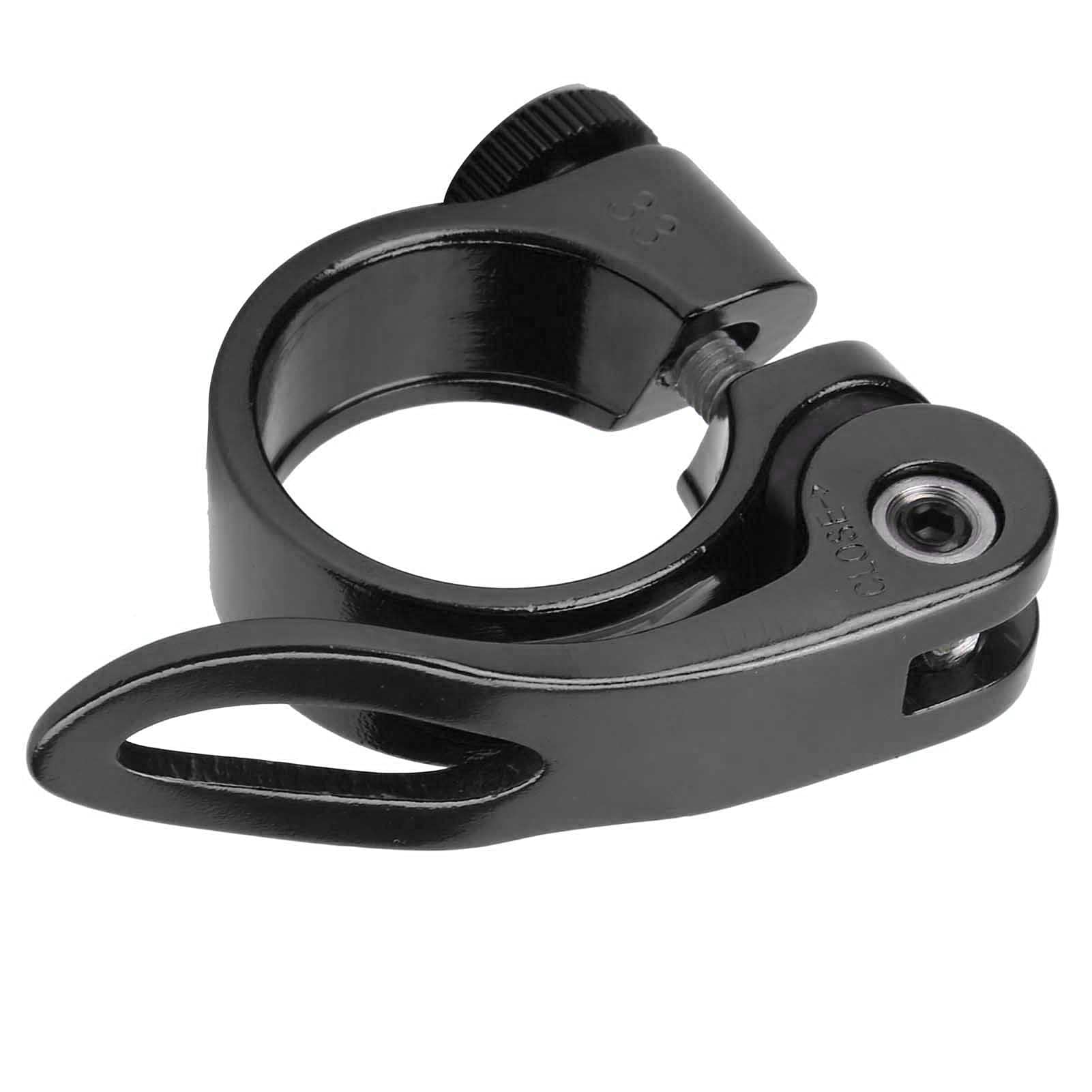Bike Seat Clamp, Tube Clamp 28.6mm Bike Seatpost Clamp, Aluminum Alloy Bike Seat Tube Clamp, Quick Release Seatposts Clamp Bike Components And Parts with Hollow Design for Road Car (Black)