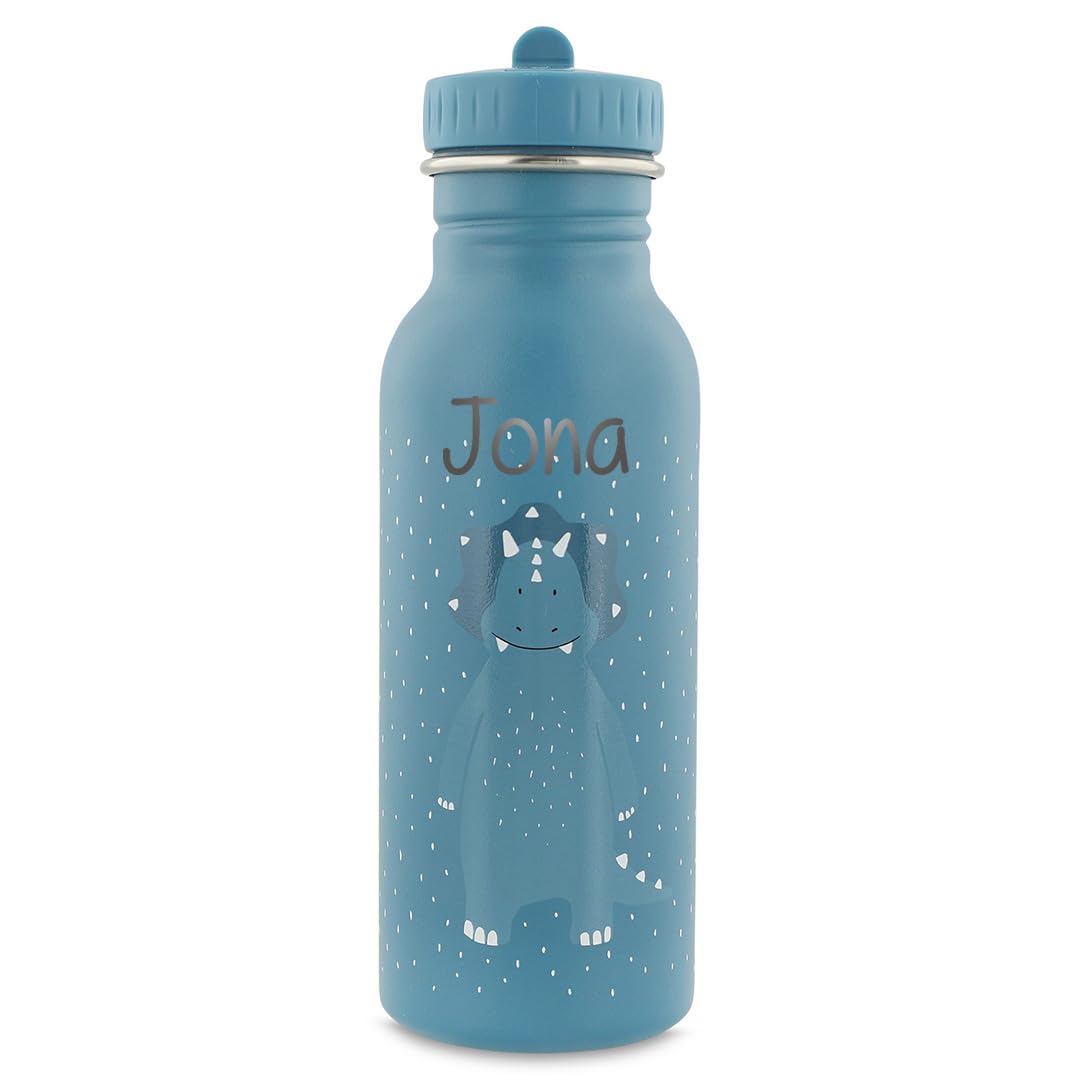 Trixie Baby Personalisierte Trinkflasche aus Edelstahl mit Gravur des Namens (Triceratops Dino, 500 ml)