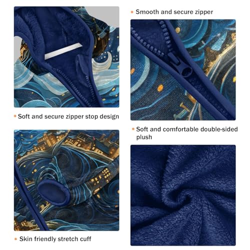 Boys Girls Fleece Jacket Dreamy Town in Galaxy Kids Warm Hooded Outwear Coat3