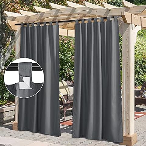 StangH Outdoor Blackout Curtains - Detachable Top Curtains for Light Blocking / Thermal Insulated, Heat Resistant for Gazebo Balcony Lanai Yard, Grey, W55 x L96, 2 Panels Cover