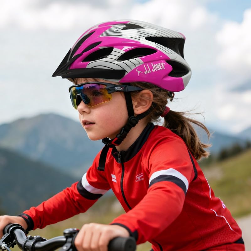 Image of JJ JONEX Professional Adjustable Cycling & Skating Helmet with Detachable Visor | Lightweight Mountain Bike Helmet with Padded Interior (Pink) Small (MYC)