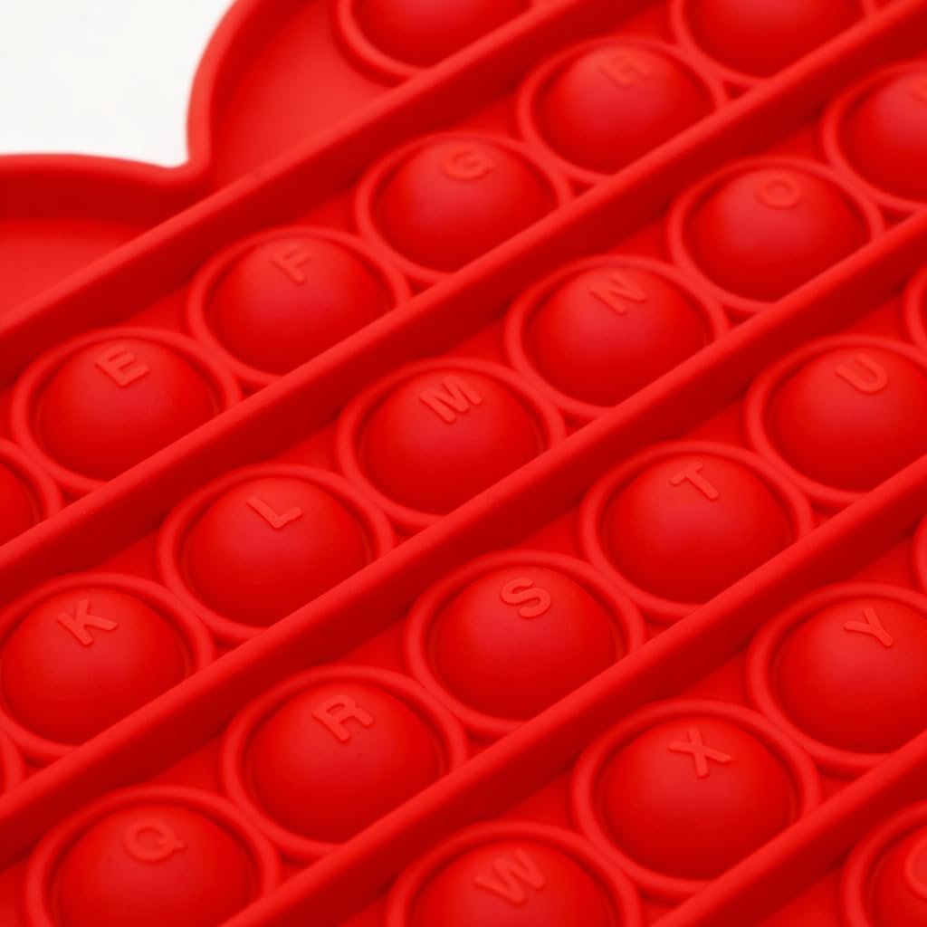 Fidget Sensory Toy for Girls Toddlers, Alphabet Embossed Red Heart Pop Bubble, Calming & Educational Toy for Focus and Fine Motor Skills, Autism & ADHD Support. Valentines, Xmas, Birthday Party Gift