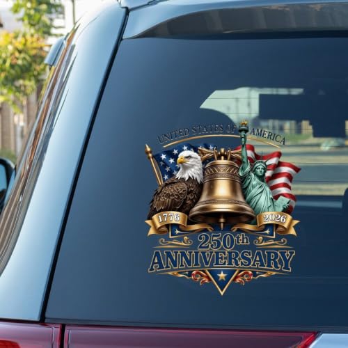 Image of 2pcs USA 250th Anniversary Car Window Stickers and Decals Patriotic | 1776-2026 Window Decal for Vehicles Laptop Stickers 250 Years Vinyl Bumper 10 inch