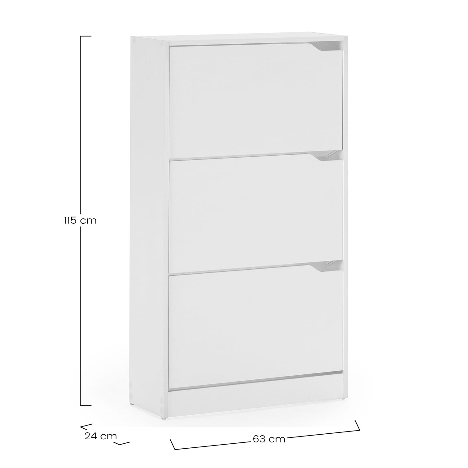 HOMN LIVING Mueble Zapatero Ángel 3 Puertas Color Blanco, para 18 Pares, 63 cm (Ancho) 24 cm (Profundo) 115 cm (Altura)