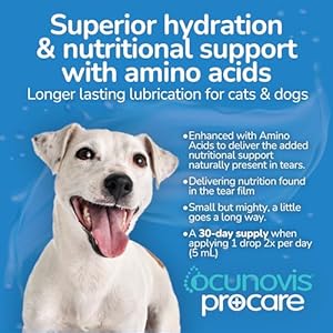 Sentrx Ocunovis ProCare Gel Eye Drops for Dogs & Cats with Amino Acids, Eye Lube for Dogs Patented BioHance for Dry Eyes, Allergies, 5 ml