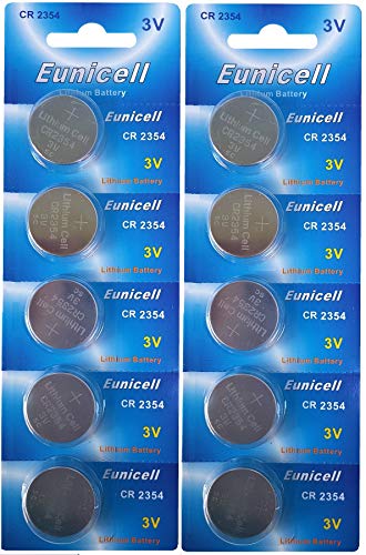 Eunicell CR2354 3V Lithium Knopfzellen – 490 mAh – ohne Vertiefungsrille – DL2354, BR2354 – 10 Stück (2 Blister à 5) – langlebige Batterien für Autoschlüssel & Elektronikgeräte