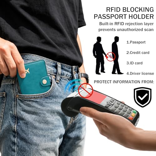 Image of Zoppen Rfid Blocking Travel Passport Holder Cover Slim Id Card Case (#25 Teal Green) | Passport Cover with Multiple Card Slots, Water-Resistant & Easy-Carry, Must-Have Travel Accessory for Men & Women.